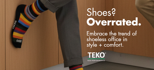 👣 Shoes? Overrated. Embrace the trend of shoeless office in style + comfort.