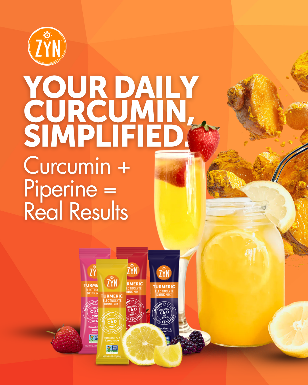 Drink ZYN Turmeric Electrolyte Drink Mix | Variety 24-Pack | Hydration & Recovery
