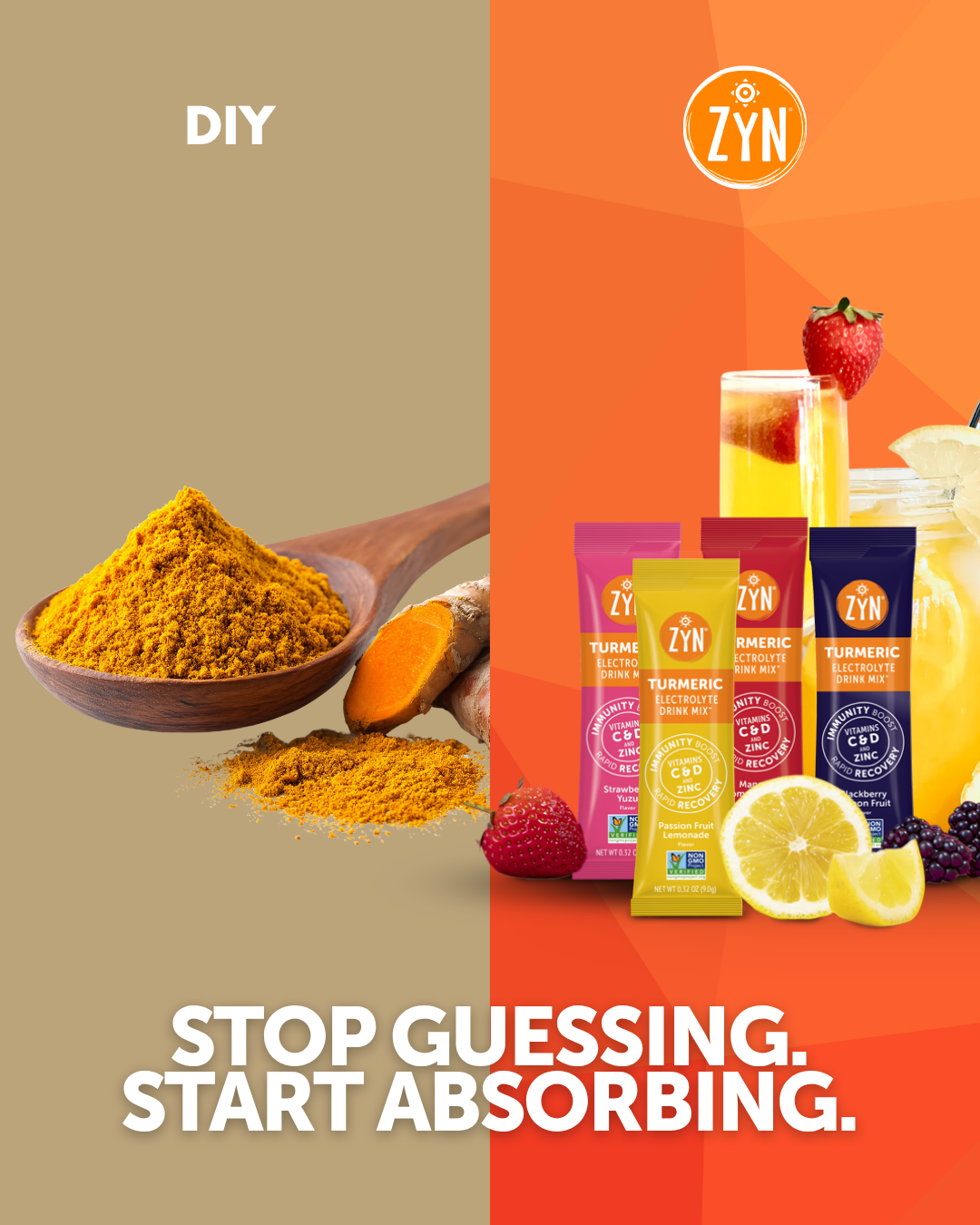 Drink ZYN Turmeric Electrolyte Drink Mix | Variety 24-Pack | Hydration & Recovery