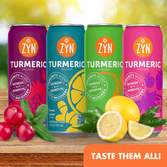 ZYN Turmeric Wellness Drink 355ml - All 4 flavours (1 of each, 4 cans)