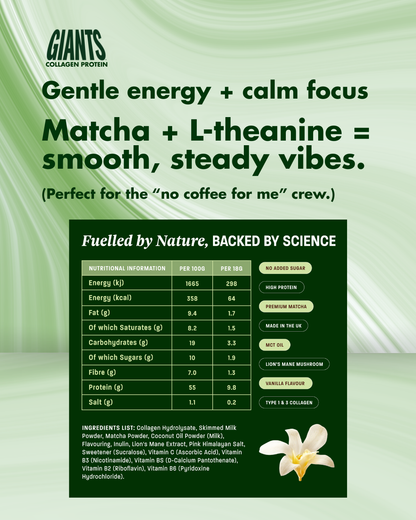 GIANTS Coffee + Matcha Collagen Protein (FREE HK Shipping + 15% OFF)