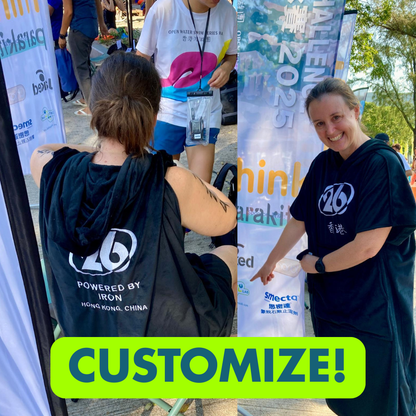 Customize your Poncho in a built-in bag (MOQ applies)