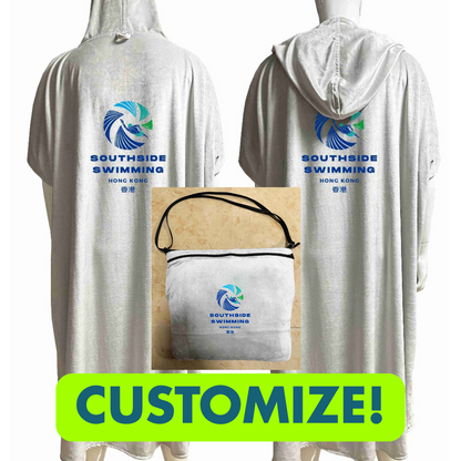 Customize your Poncho in a built-in bag (MOQ applies)