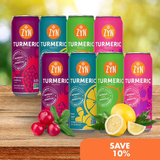 ZYN Turmeric Wellness Drink 355ml - All 4 flavours (2 of each, 8 cans)